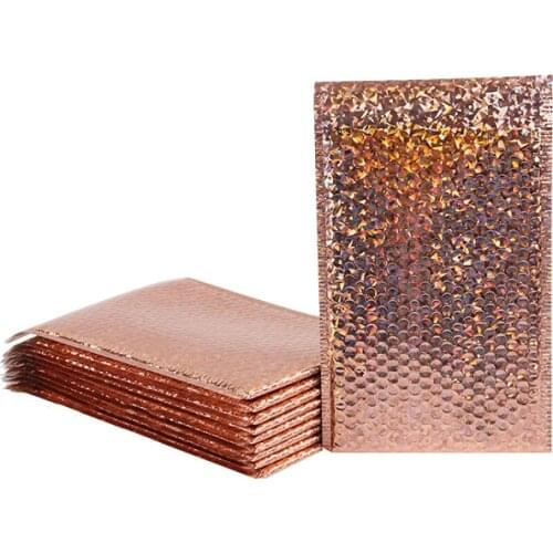 50Pcs Laser Gold Bubble Envelope Gift Shipping Packaging Bags Business Courier Bubble Mailers Mailing Envelopes 15x13cm/20x28cm