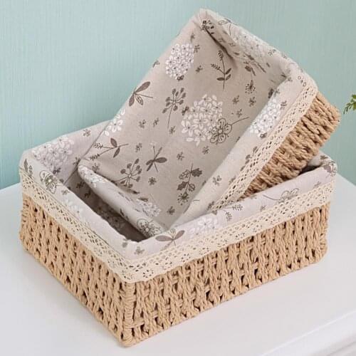 Storage Basket Eco-friendly Wear Resistant Fabric Anti-deform Rattan Organizer Basket for Home