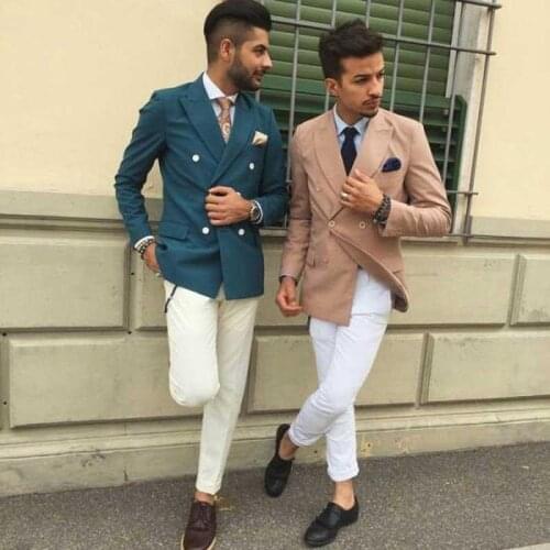 Handsome Groomsmen Peak Lapel Groom Tuxedos Mens Wedding Dress Man Jacket Blazer Prom Dinner (Jacket+Pants+Tie) K05