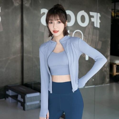 Yoga Crop Top Fitness Suit Womens Coat Spring Summer Tight Long Sleeve Gym Running Mujer Camisetas