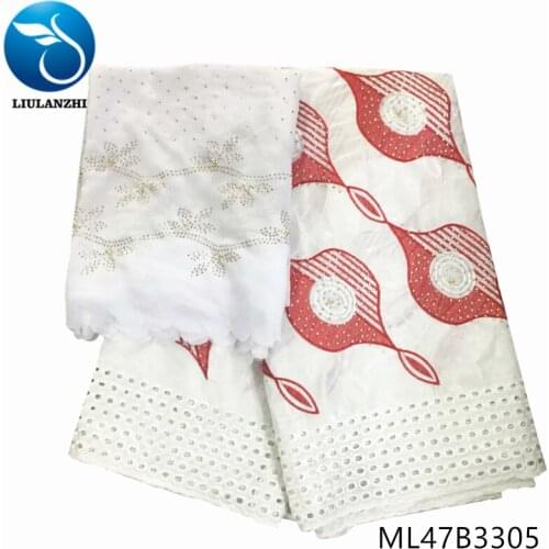 LIULANZHI Bazin lace fabrics white embroidery bazin riche with stones for dress Hot sale african riche brocade 7yards ML47B33