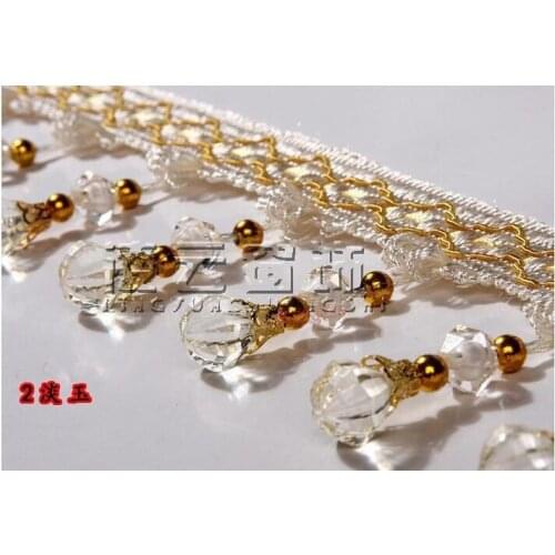 12Meters/lot 7.5CM Width Tassel Fringe Trim pumpkin Crystal Beaded Ribbon For Sewing Curtain Accessorie Lace Decoration N9621