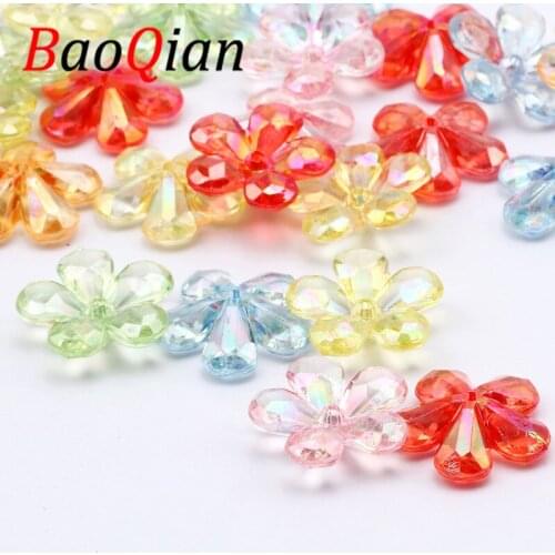 Multicolor 20pcs Acrylic Flower Shape Loose Beads For Jewelry Making Handmade Curtain Pendant DIY Headwear Accessories