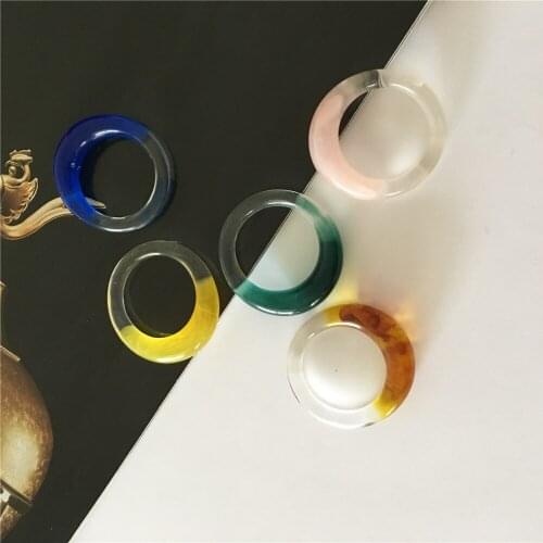 Fashion Colorful Transparent Acrylic Resin Square Round Chunky Rings for Women Vintage Tortoise Finger Knuckle Rings Jewelry