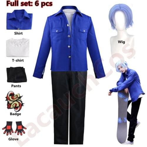 Anime Miya Sk8 The Infinity Langa HasegawaCosplay School Uniform Sets Halloween Party Performance Costume Wigs