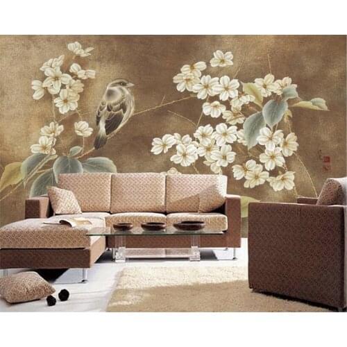 Custom mural 3D wallpaper Flower and Bird Figure Dream Flower Butterfly TV Sofa Living Room Background 3d wall paper Beibehang