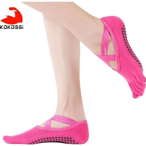 KoKossi Five Toe Cross Yoga Socks Soft Breathable Skin-friendly Dance Socks Non-slip PVC Harmless Elasticity Yoga Sport Socks