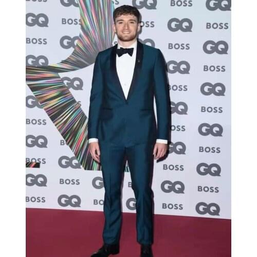 Newest Slim Fit Men Suit Navy Blue Shawl Lapel Business Casual Evening Tuxedo 2 Piece(Blazers+Pant) Custom Made Wedding For Man