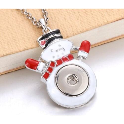 New Styles Cute snowman 18mm Snap Button Necklace Christmas Necklaces & Pendants Snap Jewelry DIY Jewelry For Women Men