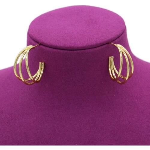 PINXUN Ring Earings Fashion Jewelry For Women Southeast Asia Africa Gold Plated Earrings Wholesale Party Gifts JLY12