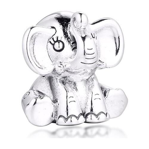 Fits Pandora Bracelet Elephant Charm Genuine 925 Sterling Silver Beads for DIY Making Women Jewelry kralen abalorios F1280