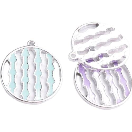 Jewelry charm 25mm Round Wave Charms Pendants Jewelry Accessories For Bracelet Necklace Jewelry Findings Making DIY Handmade