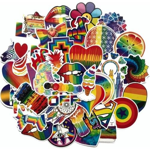 TD ZW 60Pcs/lot Rainbow Graffiti Stickers Decal For Children to Laptop Suitcase Guitar Fridge Bicycle Car Sticker Pegatina