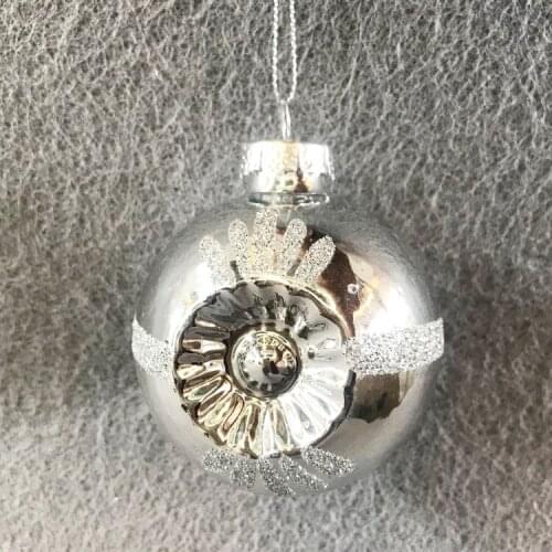 Christmas ornament glass pendant gift foreign trade shopping mall store layout ceiling 6.5cm reflective silver ball