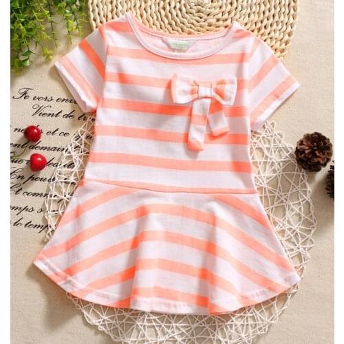 Cccam 1 year Spring And Autumn New Children Clothing Striped Patchwork Character Baby Girls Dress Denim Short Sleeve Girls Dress