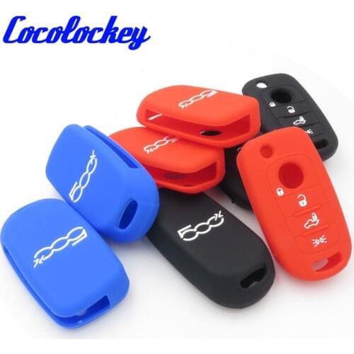 Cocolockey For 2016 2017 FIAT 500X Toro 4 Button Silicone Remote Key Case Cover Keyless Fob Shell Flip Key Rubber Holder