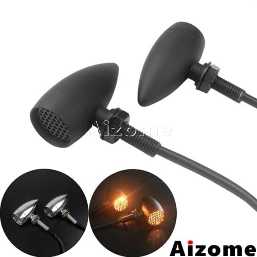 Motorcycle Mesh Grille Turn Indicators Amber Light LED Turn Signals For Harley Cafe Racer Bobber Custom Blinker Flashers