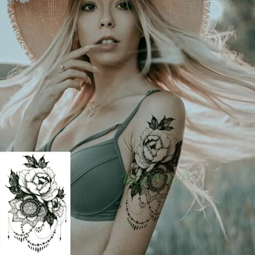 Waterproof Temporary Tattoo Sticker flower Mandala necklace large size art tatto flash tatoo fake tattoos for boy men women
