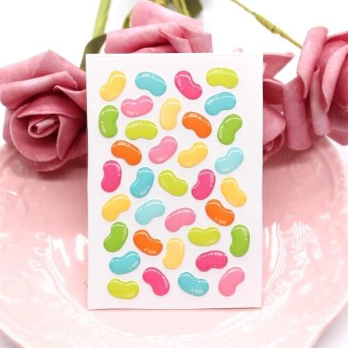 KLJUYP Vibrant Beans Sprinkles Self-adhesive Enamel Dots Resin Sticker for Scrapbooking DIY Crafts Card Making