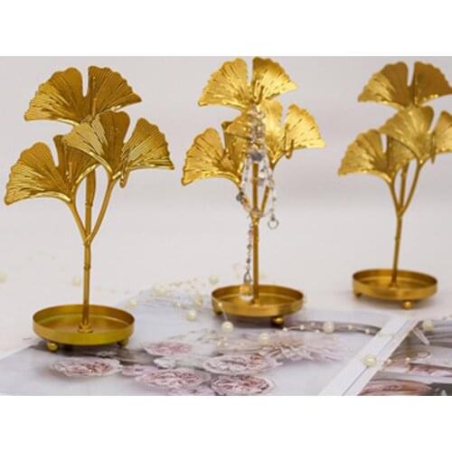 Iron Art Leaf Shape Hanging Jewelry Organizer for Ornaments Bedroom Bracelet