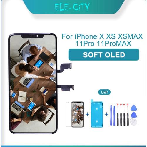 Soft OLED LCD For iPhone X XS XSMAX 11PRO 11 PRO MAX AMOLED LCD Display Touch Screen Digitizer Assembly Replacement With Gift