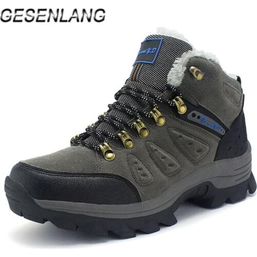 Winter Mens Hiking Shoes With Fur High Top Warm Comfortable Male Big Size Outdoor Snow Walking Climbing Mountain Trekking Boots