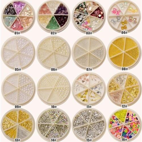 1 Wheel Nail Decoration Set Nail Studs Rhinestones Bear Resin Gems Multi-Designs Nail Charms Set Colorful Manicure 3D Decals Kit