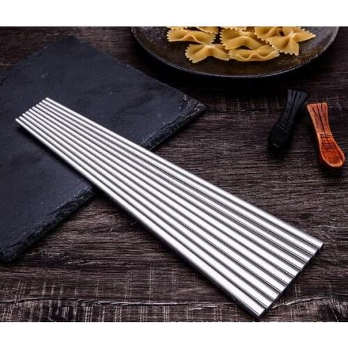 10 Pairs Plum Blossom Pattern 304 stainless steel 23.5cm chopsticks square laser anti-scalding anti-skid for household