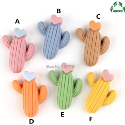 Cute Cactus Resin Slime Charm Beads lovely Plant 25mm 10pcs for handmade crafts room decoration