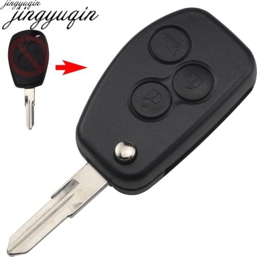 Jingyuqin 10pcs/lot 3 Buttons Modified Car Key Shell For Renault Kangoo Clio DACIA Logan Sandero Remote Key Case Fob