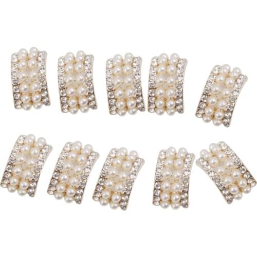 10pcs Golden Crystal Rhinestone Button Brooch Bouquet Crystal