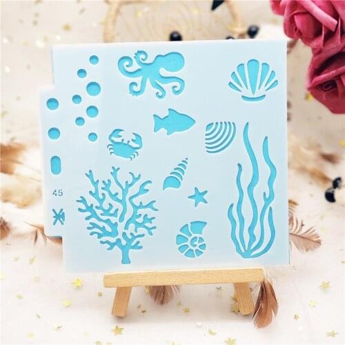 13*14 undersea Cover templat scrapbook stencils spray plastic mold shield DIY cake hollow Embellishment printing lace ruler