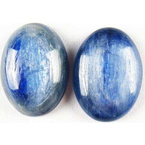 2Pcs 20x15mm A+ Natural Blue Kyanite Oval Cab Cabochon