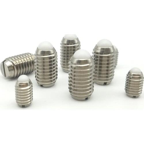 2pcs M16 stainless steel nylon bead positioning screw one word polyacetal ball head head spring plunger bolt 24mm-40mm long