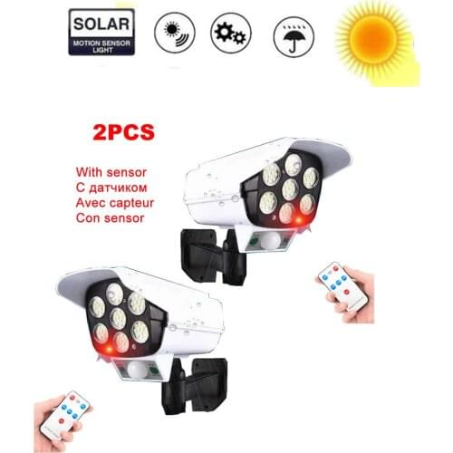 2pcs remote Solar motion sensor lamp Simulation Dummy Fake Camera Power Waterproof Outdoor Indoor Security Surveillance Camera B