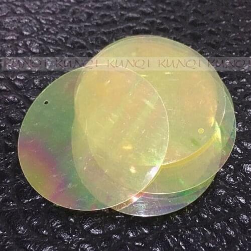 50mm Large Round Yellow Loose Hologram Sequin Paillette Sewing Decoration,Wedding Craft,Women Kids DIY Garment Accessory