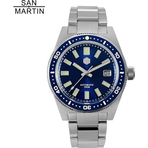 San Martin 62MAS V4 Stainless Steel Dive Automatic Men Watches Sapphire 200M Waterproof Luminous Wrist watch Relojes Para Hombre