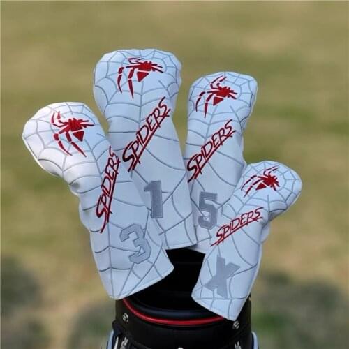 Wood Club Head Cover with Spider Embroidery Golf Club Driver Fairway Wood FW Hybrid Head Cover