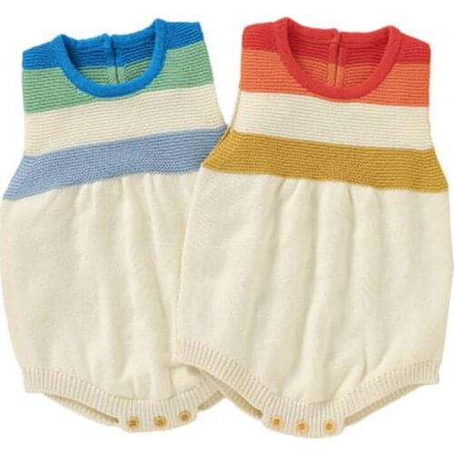 Baby Clothes Rainbow Newborn Baby 0-3Yrs Knitted Rompers Girls Cotton Sleeveless Infant Baby Jumpsuit for Boys Romper Overalls