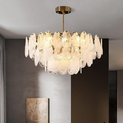 French crystal chandeliers lighting living room white texture villa modern light luxury dining room decorative lights