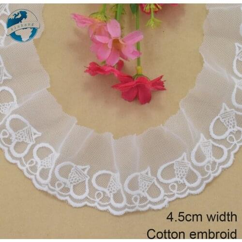 4.5cm wide Cotton embroid lace edge sewing ribbon guipure trim wedding lace DIY Garment Accessories french african doll lace3936
