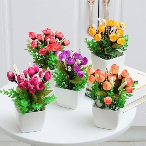 Fake Flower Pendant Floor Flower Potted Plant Desktop Decoration Bonsai For Home Decor Grain Decorative Fake Plant Silk Flowers