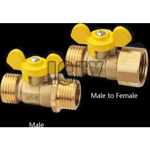 Natural Gas Valve 1/2" inch DN15 male female thread Brass Butterfly handle valve