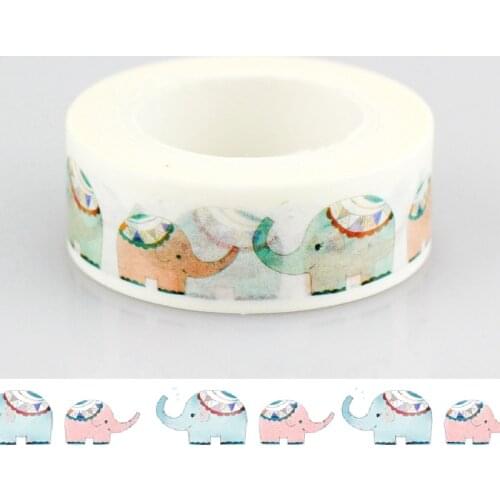 1 PCS DIY Japanese Paper Washi Tape Colorful Elephant Masking Tape Adhesive Tapes Stickers Decorative Stationery Tape 1.5cm*10m