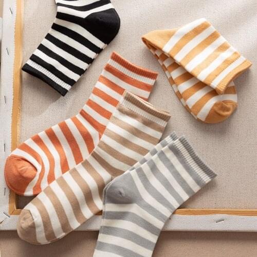 Fashion kawaii socks striped harajuku japanese meia designer calcetines slouch women cotton skarpetki woman preppy style sokken