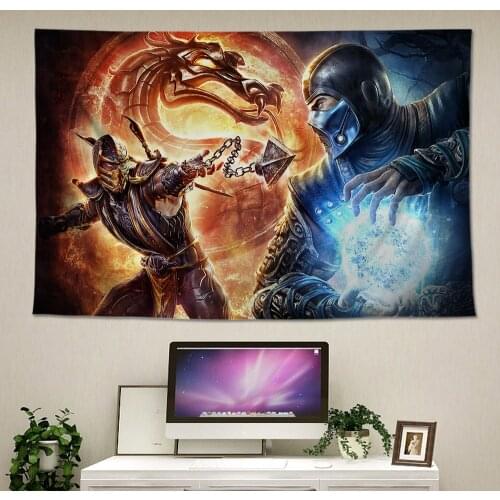 Mortal Kombat GamePoster Fabric Tapestry Scorpion Wall Art Decoration Painting Sub-Zero Canvas Painting Art Poster Hanging Cloth