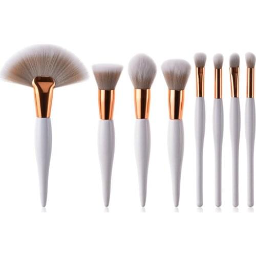 8pcs/set makeup brushes set soft synthetic hair wood handle brushes fan flat brush kit for women eyeshadow facial make up