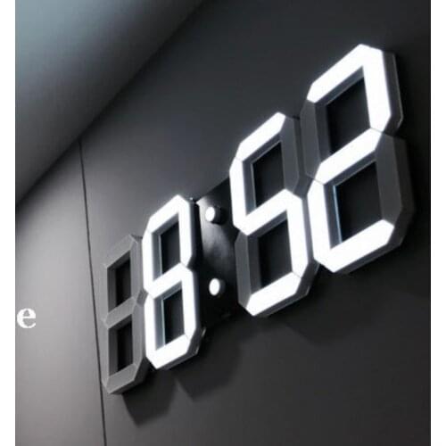 Desktop 3D Wall Clock Luminous LED Digital Alarm Watch Decoration Temperature Living Room Bedroom Mute Plug Electronic Wall