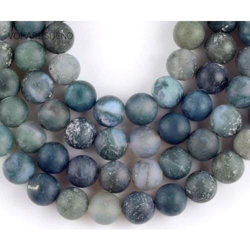 Natural Dull Polish Matter Moss Agates Onyx Stone Round Beads Spacer Loose Beads For Jewelry Making Diy Bracelet 4mm-12mm 15