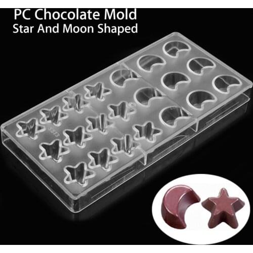 New Clear Moon Star Shaped PC Chocolate Mold Candy Pudding Moulds Baking Tray Tool